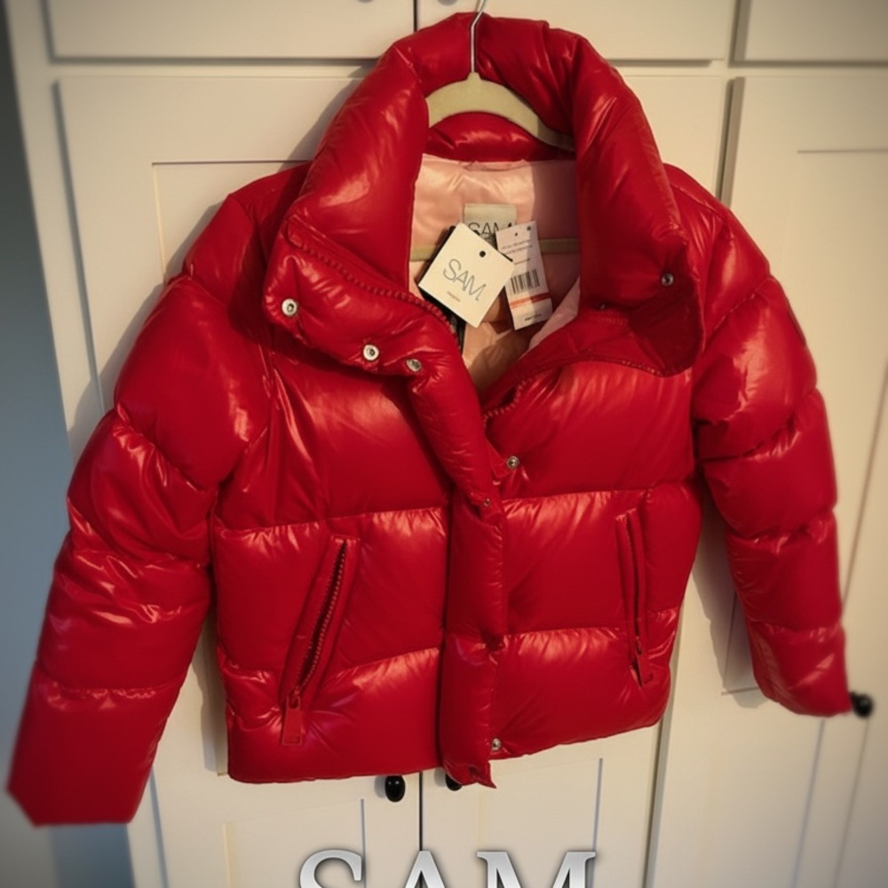 SM New York Cherry Red Puffer Jacket. NWT!